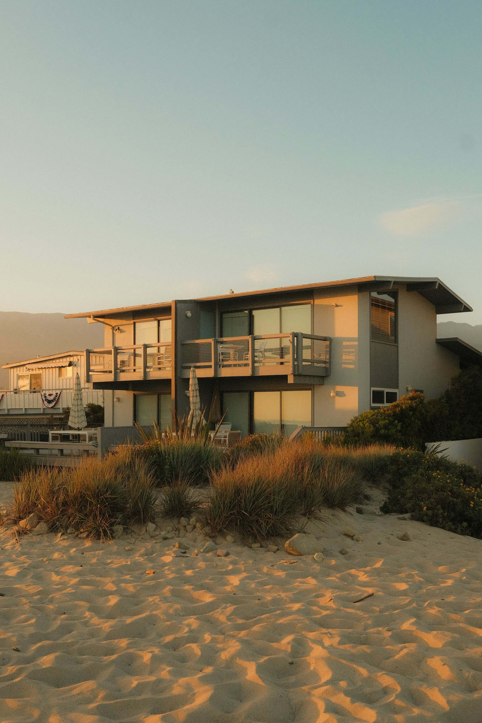 Modern family home at golden hour